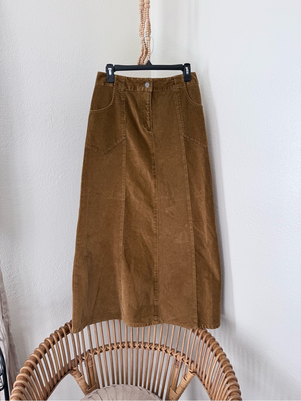 J.Jill Tan Y2K Corduroy A-Line Maxi Skirt